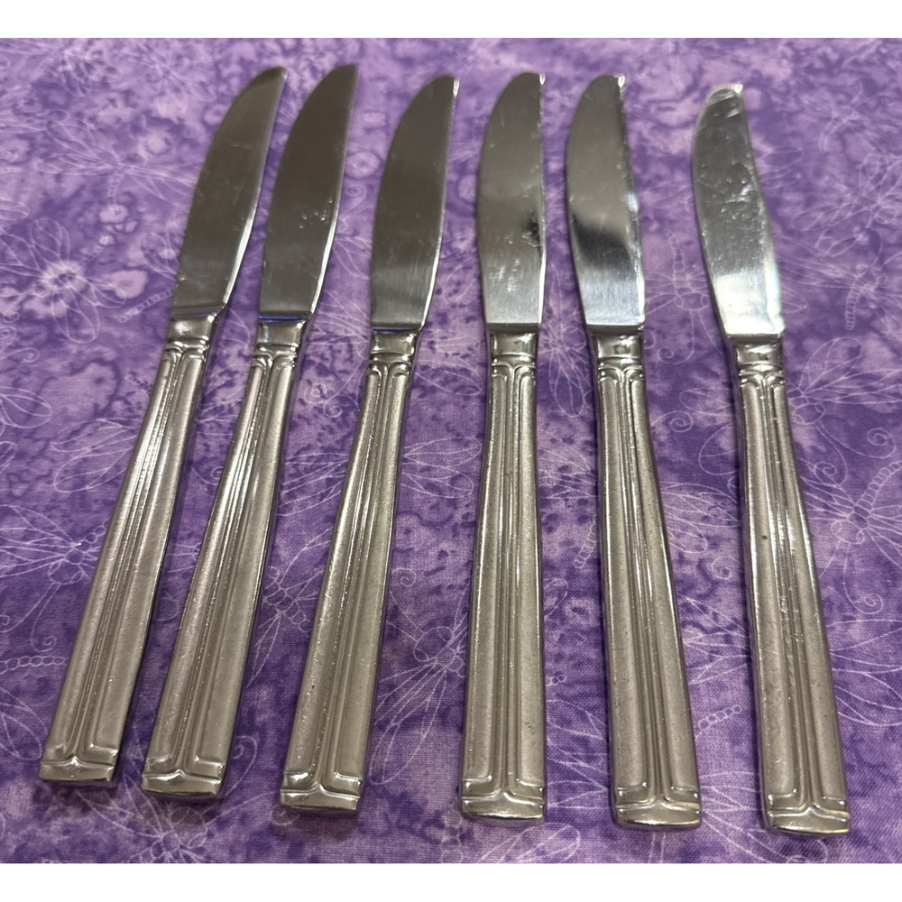 Wallace WAS244 Stainless Steel Flatware Solid Dinner Knife Knives‎ Set Of 6